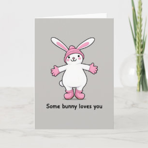 Pink Bunny Hugs You Karte