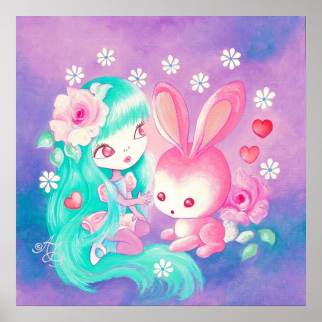 Pink Bunny Liebe Poster (Vorne)