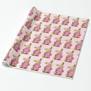 Pink Bunny mit Bow Gilts Geburtstagsgeschenkwrap Geschenkpapier