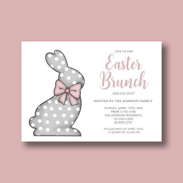 Pink Bunny Osterbrunch und Eierjagd Einladung (Pink Bunny Easter Brunch And Egg Hunt Invitation)