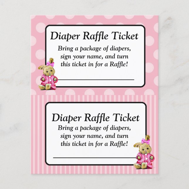 Pink Bunny Pink Baby Duschkabine Raffle Ticket Flyer (Vorne)