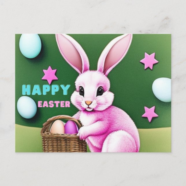 Pink Bunny Postkarte (Vorderseite)