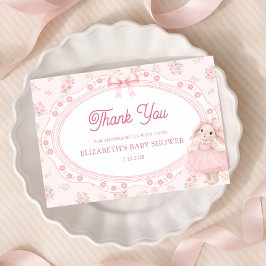 Pink Bunny Preppy Baby Shower Thank You Card Karte