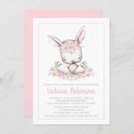 Pink Bunny Rabbit Babydusche Einladung