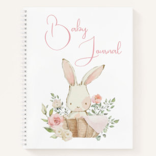 Pink Bunny Rabbit Extravagant Script Baby Notizbuch