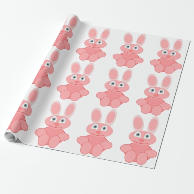 PINK BUNNY RABBIT GESCHENKPAPIER (Ungerollt)
