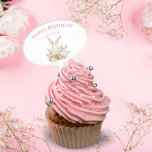 Pink Bunny Rabbit Girl Personalisiert Geburtstag Kuchenaufsatz<br><div class="desc">"Happy Birthday" Typografie mit personalisiertem Namen. Das sonnige Kaninchen ist so niedlich für jede Geburtstagsfeier. So niedlich wie möglich. Matching-Elemente verfügbar.</div>