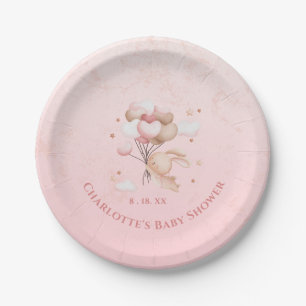 Pink Bunny Rabbit Herz Balloons Babydusche Pappteller