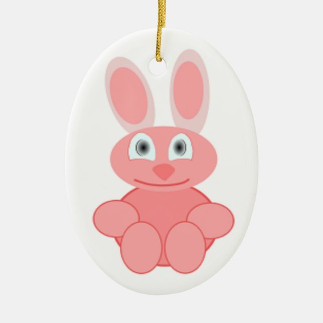 PINK BUNNY RABBIT KERAMIK ORNAMENT (Vorne)