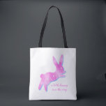Pink Bunny Silhouette Cute Custom Girl Baby Shower<br><div class="desc">This pink bunny silhouette with floral pattern is illustrated in watercolor.  The tote bag design is tailored for pink baby shower as gifts / souvenirs. Personalize to meet your needs and make it unique!</div>