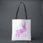 Pink Bunny Silhouette Cute Custom Girl Baby Shower<br><div class="desc">This pink bunny silhouette with floral pattern is illustrated in watercolor. The tote bag design is tailored for pink baby shower as gifts / souvenirs. Personalize to meet your needs and make it unique!</div>
