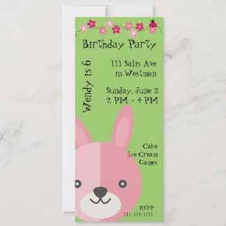 Pink Bunny und Blume Geburtstag Einladung