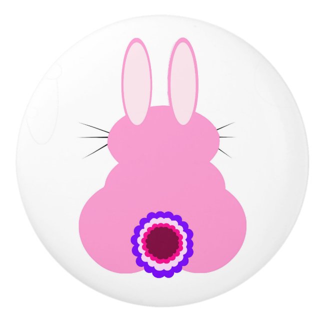 Pink Bunny White Keramik Pull Keramikknauf (Vorderseite)