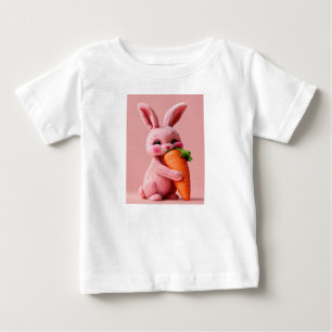 Pink Bunny's Carrot Hug" Baby Fine Jersey T - Shir T-shirt