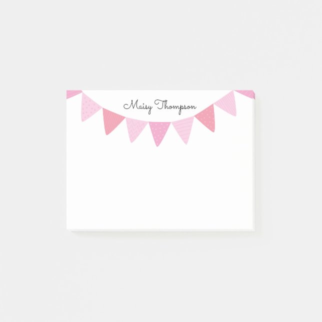 Pink Bunting Skriptname Post-it Klebezettel (Vorderseite)