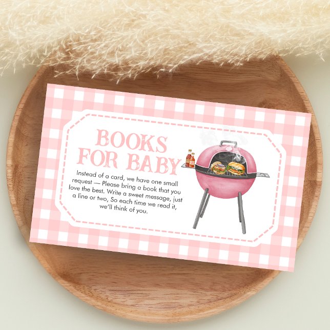 Pink Burger BBQ Baby Shower Books for Baby Begleitkarte (Bun and Burgers Baby Shower Books for Baby)