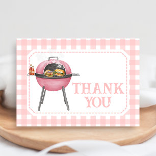 Pink Burger BBQ Baby Shower Dankeskarte