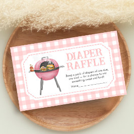 Pink Burger BBQ Baby Shower Diaper Raffle Begleitkarte