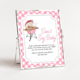 Pink Burger GRILLEN Baby Shower Say Baby nicht Poster