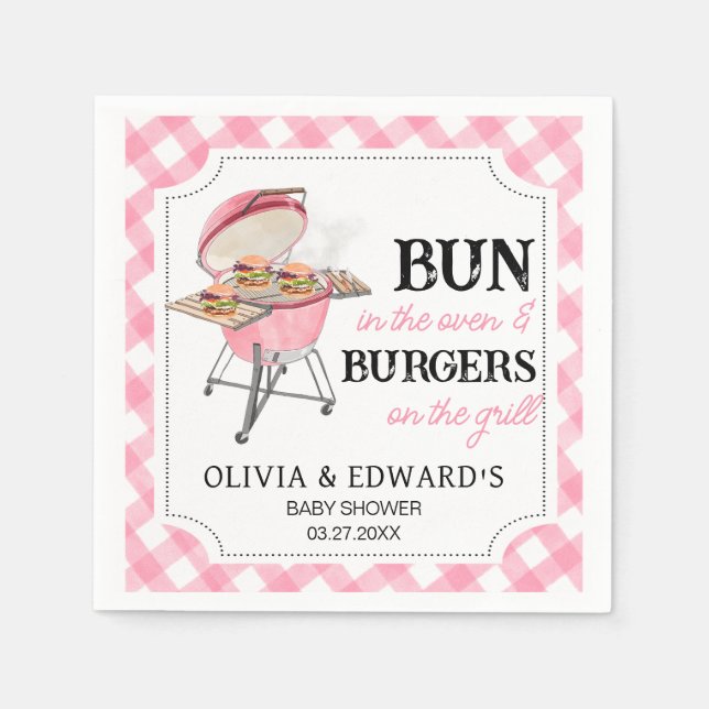 Pink Burger GRILLEN Babydusche Serviette (Vorderseite)