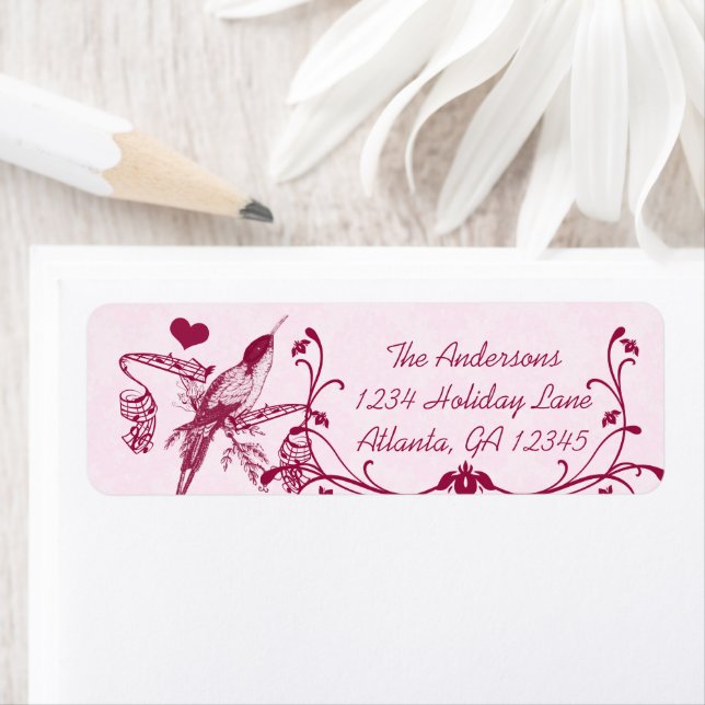 Pink & Burgund Damask Vintag Hummingbird (Insitu)