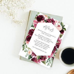 Pink & Burgund Floral 7 Details Umschließkarte Begleitkarte