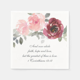 Pink Burgund Gray Floral Bible Verse Hochzeit Serviette