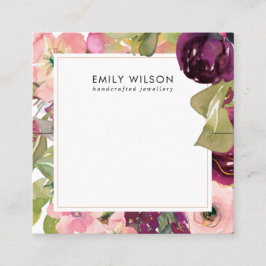 PINK BURGUNDY BLUSH FLORAL BRACELET DISPLAY CARD QUADRATISCHE VISITENKARTE