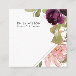 PINK BURGUNDY BLUSH FLORAL BRACELET DISPLAY CARD QUADRATISCHE VISITENKARTE