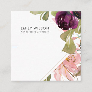PINK BURGUNDY BLUSH FLORAL BRACELET DISPLAY CARD QUADRATISCHE VISITENKARTE