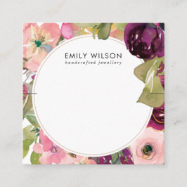 PINK BURGUNDY BLUSH FLORAL BRACELET DISPLAY CARD QUADRATISCHE VISITENKARTE