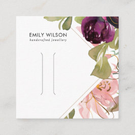 PINK BURGUNDY BLUSH FLORAL HAIR CLIP DISPLAY CARD QUADRATISCHE VISITENKARTE