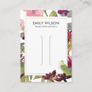 PINK BURGUNDY BLUSH FLORAL HAIR CLIP DISPLAY CARD VISITENKARTE