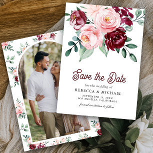 Pink Burgundy Foto Hochzeit Save The Date