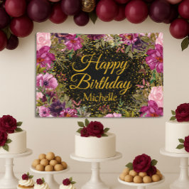 Pink Burgundy Glitzer Black Happy Geburtsname Banner