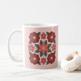 Pink Burgundy Red Flowers Mug Kaffeetasse
