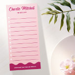 Pink burgundy retro text wavy border to-do list magnetischer notizblock<br><div class="desc">Pink or custom color to-do list with a wavy border at the bottom and your name in a retro style font. Fonts and colors can be customized in the design tool.</div>