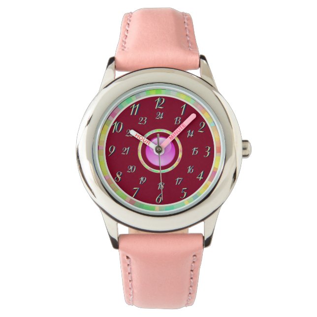 Pink Burgundy Watch Armbanduhr (Vorderseite)
