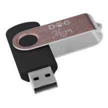 Pink Burlap Dog Mama Flash Drive