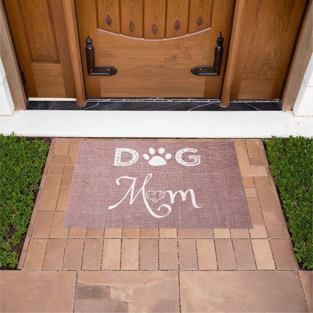 Pink Burlap Hund Mama Door Mat Fußmatte (Außenbereich)