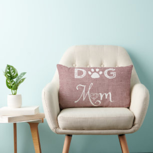 Pink Burlap Hund Mama Lumbar Kissen