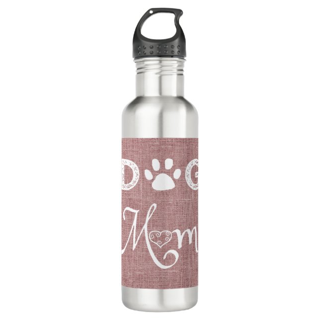 Pink Burlap Hund Mama Wasser Flasche Edelstahlflasche (Vorderseite)
