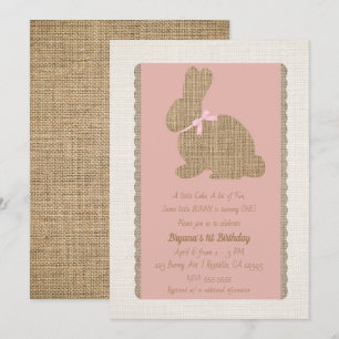 Pink & Burlap Rustikaler Sonnenstuhl Ostern 1. Geb Einladung