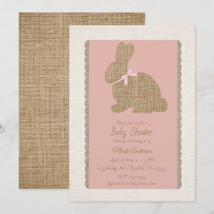 Pink & Burlap Rustischer Hase Ostern Babyparty Einladung