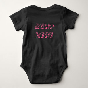 Pink "Burp Here" Baby Strampler