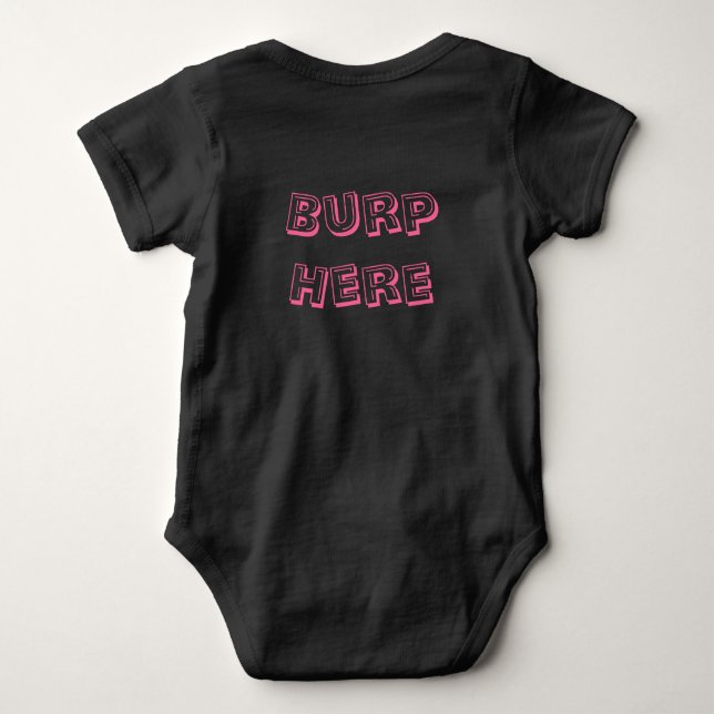 Pink "Burp Here" Baby Strampler (Rückseite)