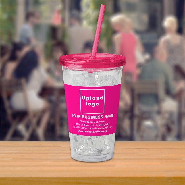 Pink Business Brand on Acrylic Tumbler Acryltrinkbecher (Acrylic tumbler with your business brand in pink)