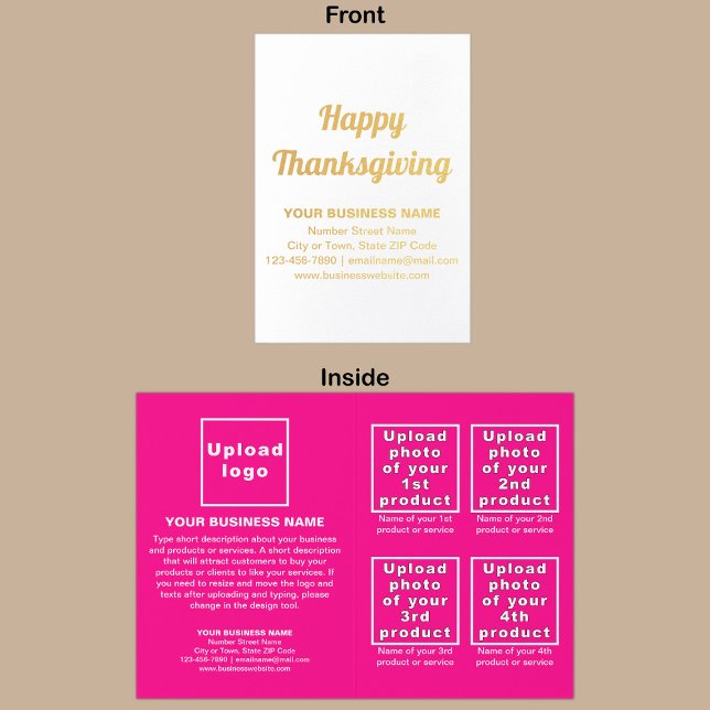 Pink Business Brand on Erntedank Foil Card Folienkarte (Pink business brand with products or services on Thanksgiving folded foil card.)