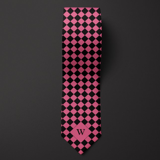 Pink Business Checked Monogram Krawatte (Von Creator hochgeladen)