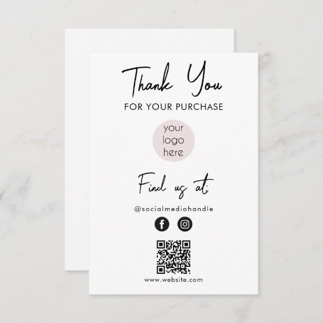 Pink Business-Logo Vielen Dank Logo Social Media Dankeskarte (Vorne/Hinten)